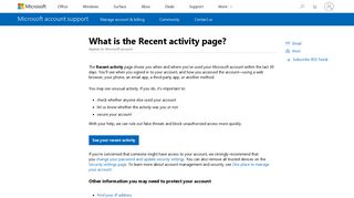 What is the Recent activity page? - Microsoft Support