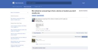 We noticed an unusual log in from a device or location you ... - Facebook