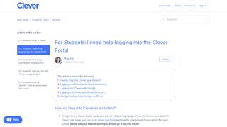 For Students: I need help logging into the Clever Portal – Help Center