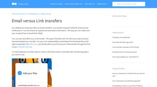 Email versus Link transfers – WeTransfer Support