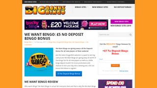 We Want Bingo: £5 No Deposit Bingo Bonus - Big Bonus Bingo Sites