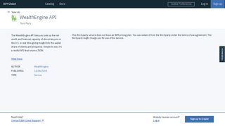 WealthEngine API - IBM Cloud