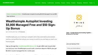 Wealthsimple Autopilot Investing $5,000 Managed Free and $50 Sign ...