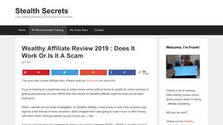 Wealthy Affiliate Review 2019 : Does It Work Or Is It A Scam | Stealth ...