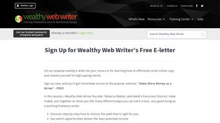 Sign Up for Wealthy Web Writer's Free E-letter
