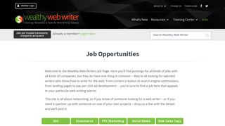 Job Opportunities - Wealthy Web Writer