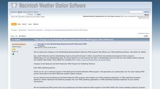 Changes to the WeatherBug Backyard/Earth Networks PWS Program ...