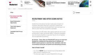 Recruitment and Offer Scams Notice | Weatherford International