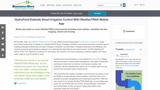 HydroPoint Extends Smart Irrigation Control With WeatherTRAK ...
