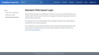 Standard Web-based Login - Anaplan