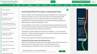 Automated Brute Forcing on web-based login - GeeksforGeeks