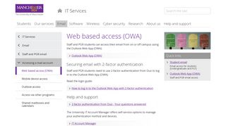 Web based access (OWA) (The University of Manchester) - IT Services