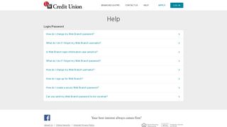 Help - Web Branch - Login/Password - UW Credit Union