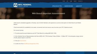 Web-Branch Important Announcement - MTC Federal Credit Union