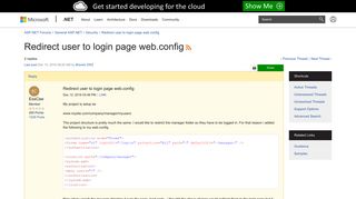 Redirect user to login page web.config | The ASP.NET Forums