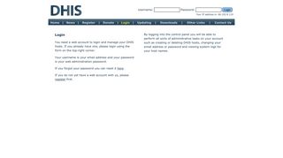 Web Control Panel Login - DHIS.org