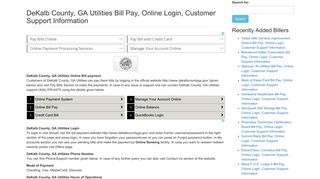 DeKalb County, GA Utilities Bill Pay, Online Login, Customer ...
