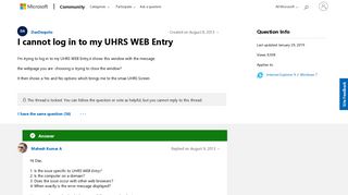 I cannot log in to my UHRS WEB Entry - Microsoft Community