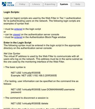 Web Filter: Login Scripts - Trustwave