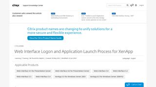 Web Interface Logon and Application Launch Process for XenApp