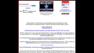MilitaryCAC's Enterprise Email specific problems and solutions page