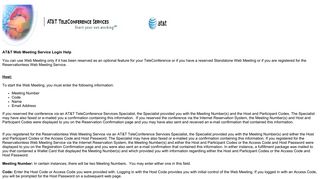 AT&T Web Meeting Service Login Help - Teleconference.att.com