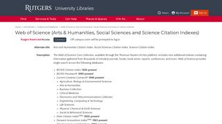 Web of Science (Arts & Humanities, Social Sciences and Science ...