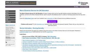 Web of Science Service for UK Education - Home Page