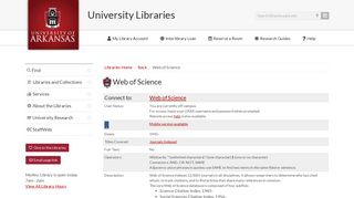 Web of Science | University of Arkansas Libraries