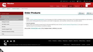 Order Products | Cummins Filtration