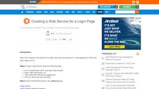 Creating a Web Service for a Login Page - C# Corner