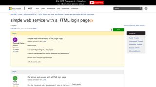 simple web service with a HTML login page | The ASP.NET Forums