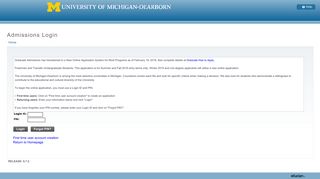 Admissions Login - UM-Dearborn - University of Michigan