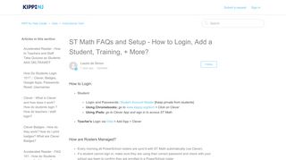 ST Math FAQs and Setup - How to Login, Add a Student, Training, + ...