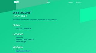 Conference Ape - Web Summit - Lisbon, 2018