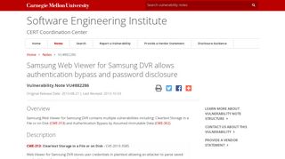 VU#882286 - Samsung Web Viewer for Samsung DVR allows ...