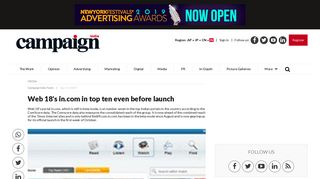 Web 18's in.com in top ten even before launch | Media | Campaign India