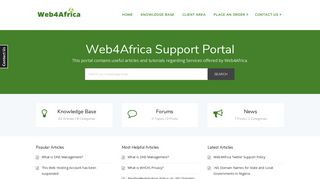 Web4Africa Support Portal: Home