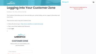 Logging Into Your Customer Zone - Webafrica Support