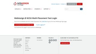 WebAssign @ NCSU Math Placement Test Login