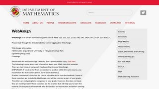 Department of Mathematics - WebAssign - MATH @ UMD