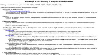 WebAssign at the University of Maryland Math ... - UMD MATH