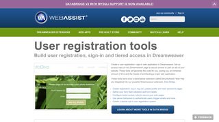 User Registration and Sign-in | Dreamweaver extension | WebAssist