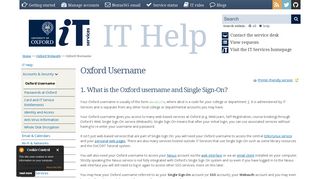 The Oxford username and Single Sign-On (Webauth) | IT Services ...