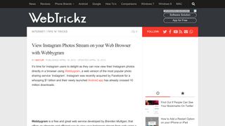 View Instagram Photos Stream on your Web Browser with Webbygram