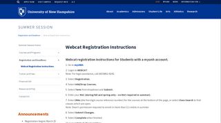 Webcat Registration Instructions | University of New Hampshire