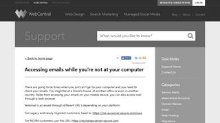 WebCentral: Accessing emails while you're not at your computer