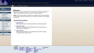 WebCriminal - New York State Unified Court System