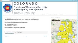 Colorado Emergency Management: WebEOC Server Maintenance ...
