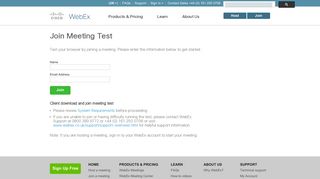 Join a Test Meeting: WebEx - WebEx Meetings